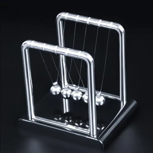 Vista 5 de Newtons - Bolas de equilibrio de cuna, bolas de péndulo de 5 bolas con base negra, péndulo de cuna de Newtons, decoración de escritorio para Negro 5