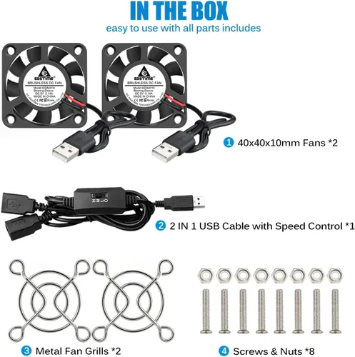 Vista 7 de GDSTIME Ventiladores USB duales de 1.575 in con control de 3 velocidades 5V