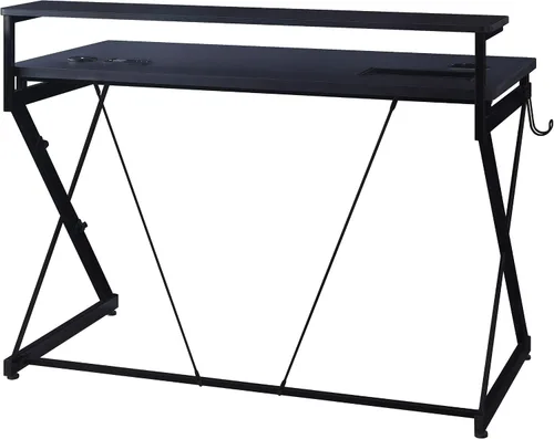 Vista 8 de OSP Home Furnishings Emulator Battlestation - Escritorio para juegos con luces LED RGB, color negro