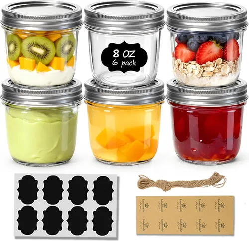 Vista 17 de ComSaf Frascos Mason Pequeños de 2 oz, 48 Piezas Mini Contenedores Mason, Frascos Pequeños para Conservas, Mini Frasco de Vidrio con Tapas