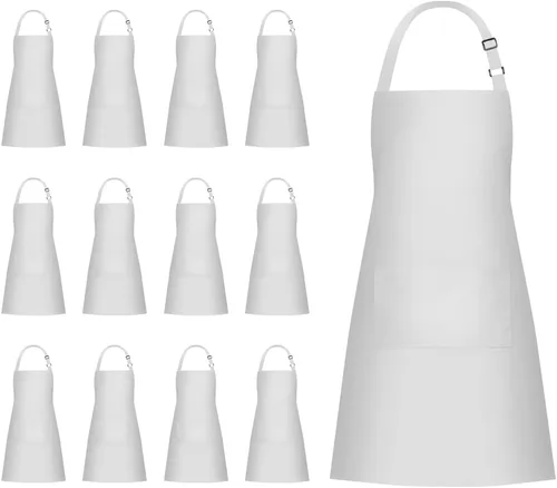 Vista 12 de Jubatus Paquete de 1 delantal con peto con 2 bolsillos, delantal de cocina de chef para mujeres y hombres, color negro