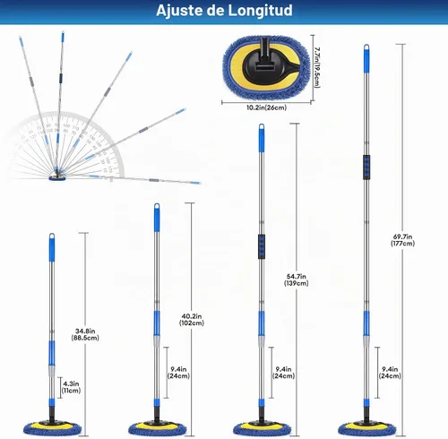 Vista 2 de Limpiador de Pared, Trapeador de Pared de Máximo 66'' con Mango Largo, Trapeador de Polvo para Techo con Poste de Extensión de Codo Ahorrador