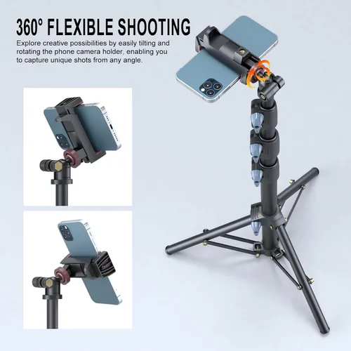 Vista 3 de Selfie Stick & Tripod LINCO, integrado, resistente, ligero, control remoto Bluetooth para dispositivos Apple y Android, pies de trípode separables