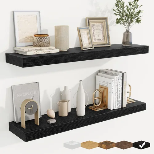 Vista 27 de fuqing Estantes flotantes para pared, estante flotante de madera montado en la pared con soportes invisibles para sala de estar, baño, dormitorio