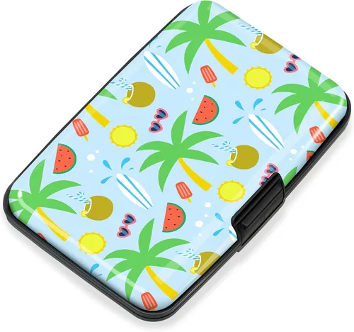 Vista 9 de Mayski Soporte para tarjetas de crédito, bloqueo RFID, funda rígida de aleación de aluminio, pequeña cartera de metal para mujeres y hombres