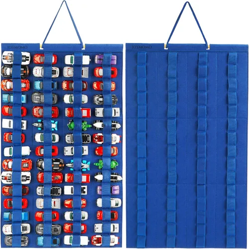 Vista 12 de Organizador de almacenamiento colgante para autos de juguete, vitrina de fieltro con capacidad para 60 autos de juguete (sin accesorios) (negro)