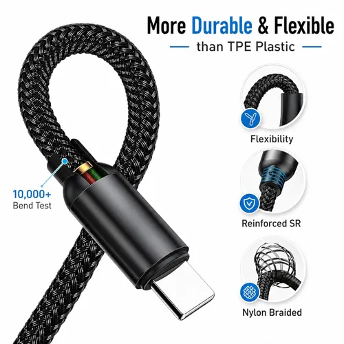 Vista 4 de Sisyphy Surface Connect to USB C Cable de carga trenzado de nailon de 6 pies, compatible con Microsoft Surface Pro 11/10/7/6/5/4/3 Go3/2/1