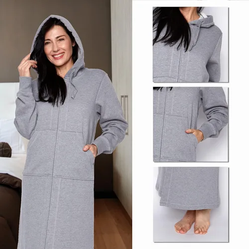 Vista 2 de Mansfield, KayAnna - Sudadera de longitud completa con capucha y cremallera, ajuste relajado, color gris