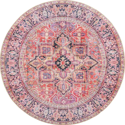 Vista 7 de Unique Loom Revival Collection - Alfombra tradicional con borde de medallón rojo/negro (2 pies x 6 pies)