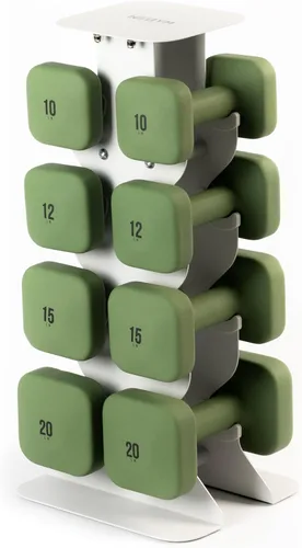 Vista 13 de WeGym SafeGrip - Mancuernas cuadradas con asas antideslizantes, pesas libres estéticas para entrenamientos en casa, diseño estable que evita rodar