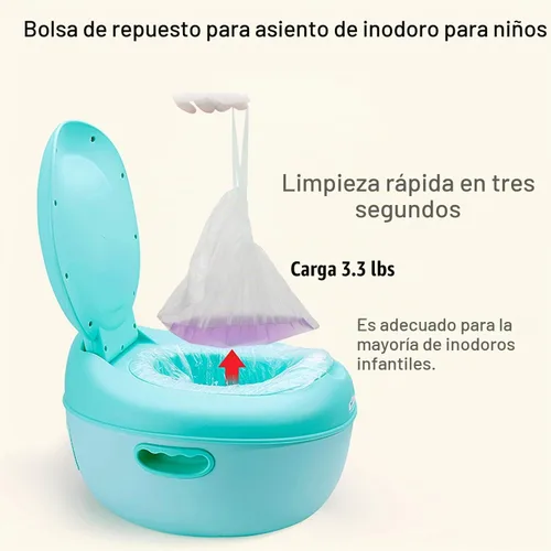 Vista 2 de Paquete de 100 forros desechables para orinal con cordón, bolsas de entrenamiento de ajuste universal de 17.3 x 9.4 pulgadas, forro de asiento