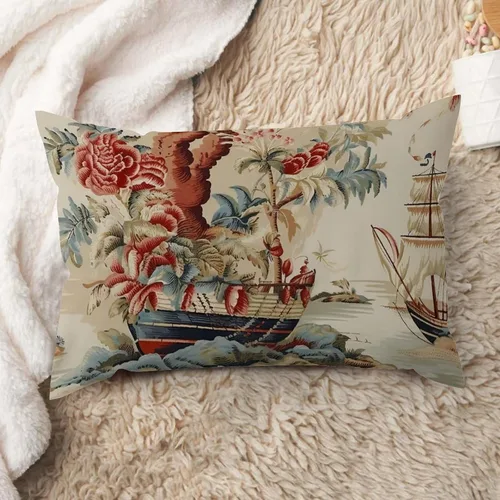 Vista 15 de ArogGeld Funda de cojín lumbar asiática de estilo chinoiserie, de lino marrón, pájaro y flor, funda de almohada asiática para sala de estar, A-6