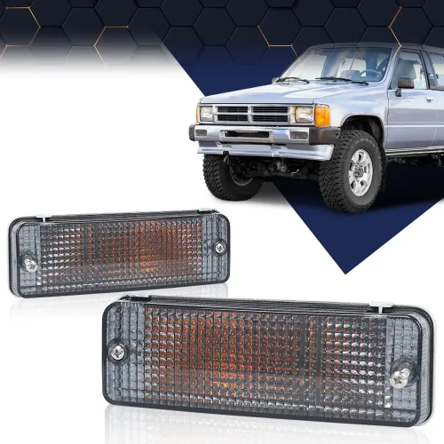 Vista 2 de PIT66 Luz de señal de giro compatible con Toyota Pickup 1984 1985 1986 1987 1988 Lente ahumada del lado izquierdo del conductor y del lado derecho