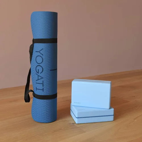 Vista 6 de YOGATI® Esterilla de Yoga con Correa con Líneas de Alineación. Esterilla de Entrenamiento en Casa para Mujeres, Hombres y Niños. Esterilla de Yoga