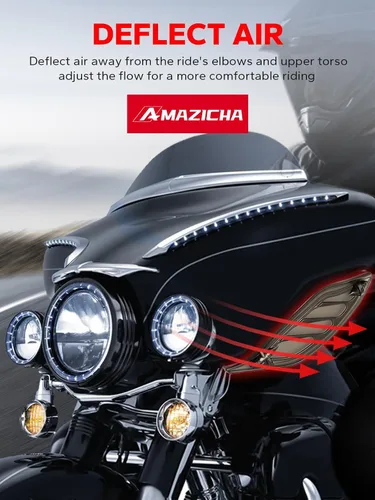Vista 3 de Carenado superior ahumado, deflectores de aire ajustables, carenado lateral, parabrisas compatible con Harley Touring 1996-2013