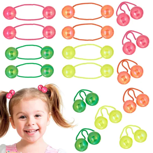 Vista 21 de Colección de 20 piezas de coleteros, bolas de cola de caballo, gomas elásticas, cuentas de pelo de 18 mm redondas, opacas, multicolores, dobles 59.1