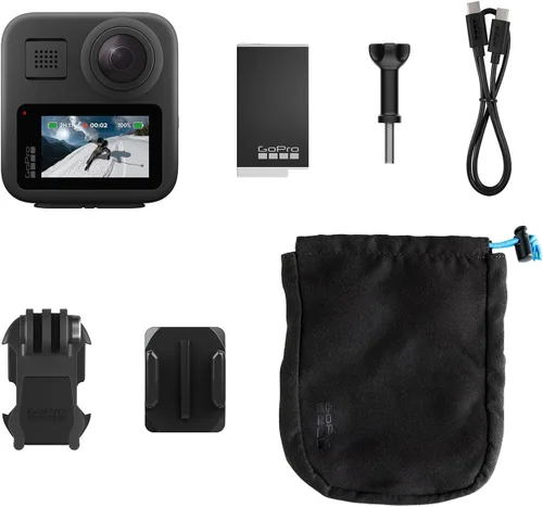 Vista 5 de GoPro MAX - Cámara impermeable 360 + cámara tradicional con pantalla táctil esférica 5.6K30 HD Video 16.6MP 360 fotos 1080p Estabilización