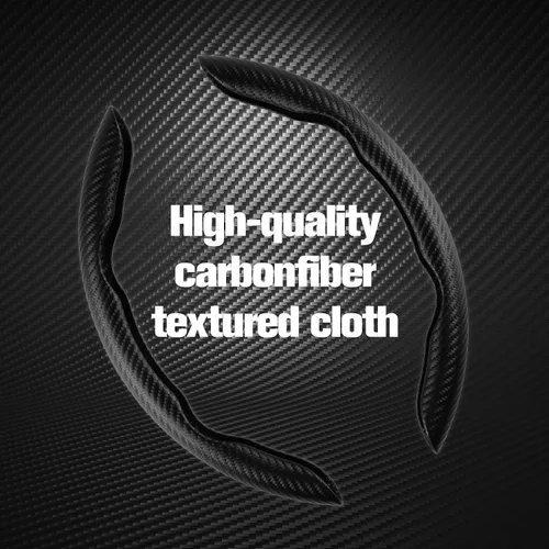 Vista 3 de Amiss Funda antideslizante de fibra de carbono para volante, ajuste universal, 14.3 pulgadas, color negro