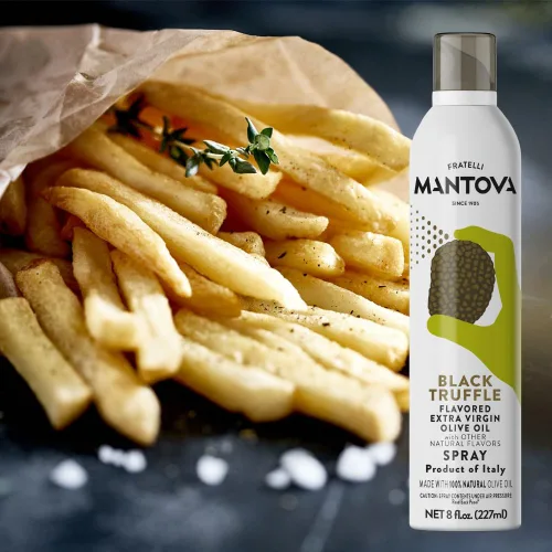 Vista 7 de Mantova Spray de aceite de oliva virgen extra con sabor a trufa negra, espray de cocina saludable para el corazón, perfecto para ensaladas y salsas
