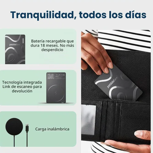 Vista 7 de Pebblebee Card 5 Tarjeta Rastreadora de Billetera Bluetooth Recargable Tarjeta de Rastreo Alternativa Ecológica Delgada a Air Tag y Android