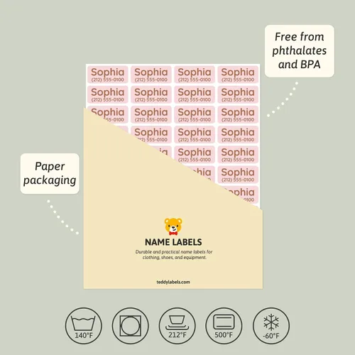 Vista 4 de TeddyLabels - Etiquetas para ropa para hogar de ancianos (60) – Etiquetas adhesivas con nombre para ropa y artículos personales. Etiquetas