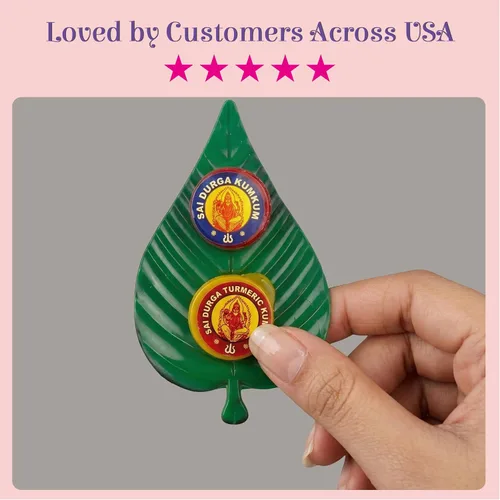 Vista 7 de LOVENSPIRE Haldi Kumkum - Juego de hojas de paquete (paquete de 10) decorativo de cúrcuma y sindoor combo para Pooja, regalo tradicional indio