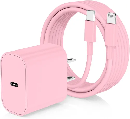 Vista 8 de Cargador de iPhone de carga rápida, enchufe de bloque de cargador de pared tipo C y cable USB C a Lightning de 10 pies de largo, caja de ladrillos