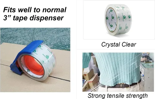 Vista 4 de BOMEI PACK Cinta de embalaje transparente, rollos de repuesto de cinta de embalaje, 6 rollos de 2 mil x 1.88 pulgadas, 60 yardas para sellar, mudar