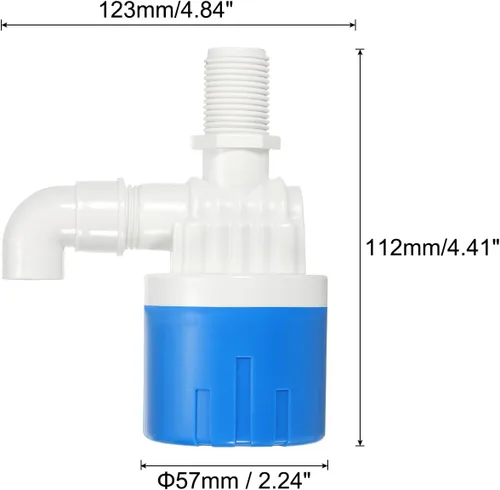 Vista 2 de PATIKIL Válvula de control de nivel de agua automática de 1/2", válvula de flotador automática de agua de entrada superior de plástico Válvula