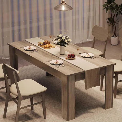 Vista 10 de CABIHOME Mesa de comedor rectangular de 63 pulgadas para 4-6, mesa de cocina grande de granja, marco resistente, 4 patas triangulares estables, mesa