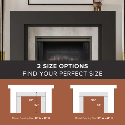 Vista 3 de Modern Ember Sabine Kit de Marco Envolvente de Repisa de Chimenea de Madera, Negro Apertura de 48" x 42" 72" x 54" Total Estética Moderna