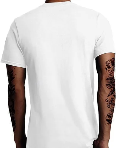 Vista 4 de Camisas de manga corta para hombre y mujer con cuello redondo y gráfico de algodón, color negro