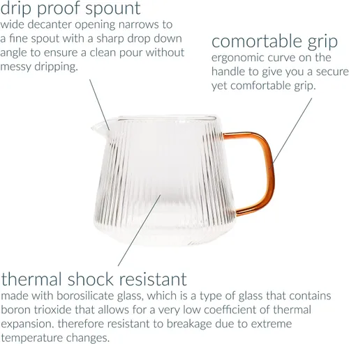 Vista 5 de Decantador de pourover CEREMONY, decantador de vidrio de borosilicato para café, té y otras bebidas (16.9 fl oz)