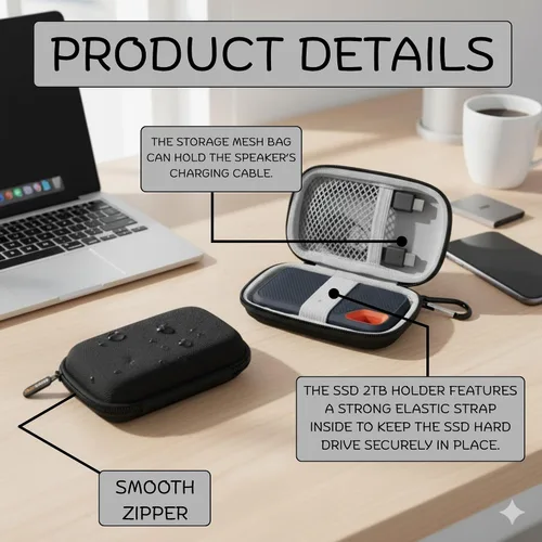Vista 4 de Funda rígida compatible con SanDisk Extreme Pro/SanDisk Extreme Portable External SSD 500GB 1TB 2TB - Funda protectora pequeña