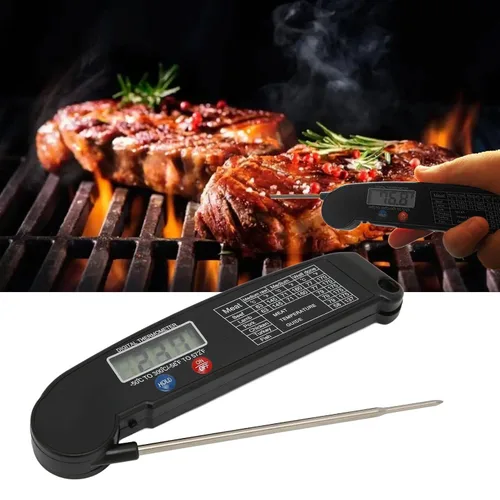 Vista 2 de Termómetro digital para carne, termómetro digital de alimentos con pantalla de retroiluminación encendido y apagado automático, termómetro