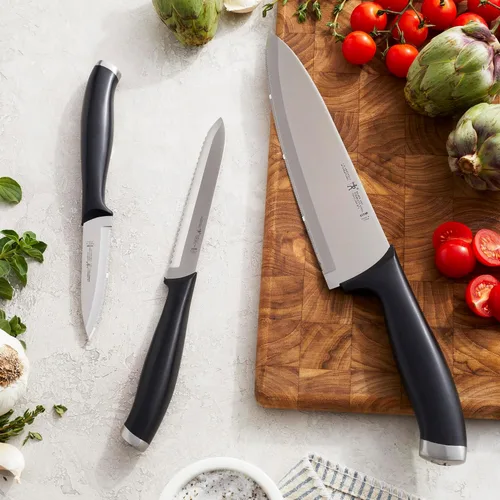 Vista 2 de HENCKELS Silvercap - Juego de cuchillos de cocina de 3 piezas, cuchillo de chef, cuchillo de pelar, cuchillo utilitario, diseño alemán informado por