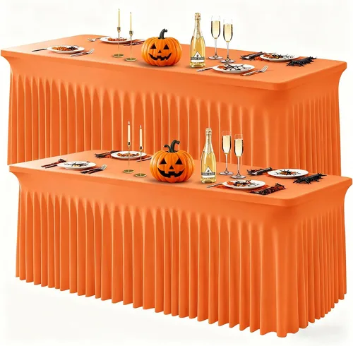Vista 50 de Wish Care Paquete de 2 manteles de elastano elástico azul bebé para mesas rectangulares de 4 pies, manteles ajustables sin arrugas de 4 pies