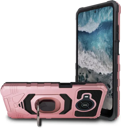 Vista 7 de Compatible con Nokia X100 con vidrio templado, protector de cuerpo completo [grado militar], soporte magnético para anillo de automóvil, funda Negro