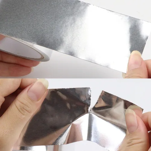 Vista 5 de Cinta adhesiva de papel de aluminio plateado COSIMIXO 3 pulgadas x 55 yardas, resistente, sellado y parcheado de alta temperatura, perfecta