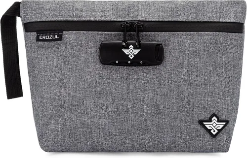 Vista 6 de Orion Bolsa de dinero de almacenamiento de viaje de 11 pulgadas con cerradura de combinación resistente al agua (gris)