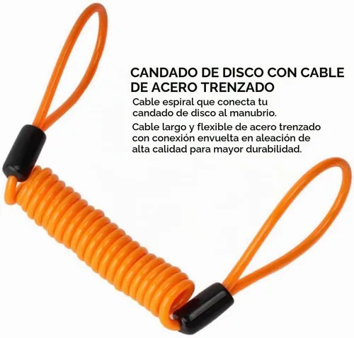 Vista 3 de Cable de bloqueo de disco, cable de seguridad de acero de seguridad, cuerda de recordatorio para scooter, motocicleta, motocicleta, vehículo