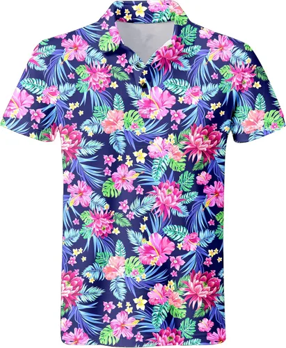 Vista 139 de Camisa de golf de los años 80 para hombre, ajuste seco, manga corta, estampada, divertidas, camisas de golf de los años 90 para hombre