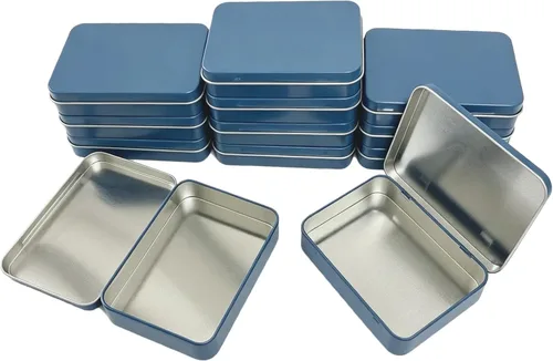 Vista 14 de 12 latas rectangulares de metal con bisagras, color negro, 4.5 x 3.3 x 0.87