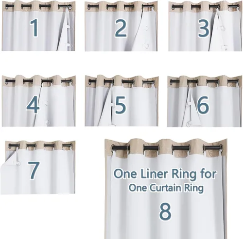 Vista 4 de Chyhomenyc Revestimientos de cortina opacas para ventana con 18 anillos, forro 100% opaco con aislamiento térmico para cortinas de 72 pulgadas, cada