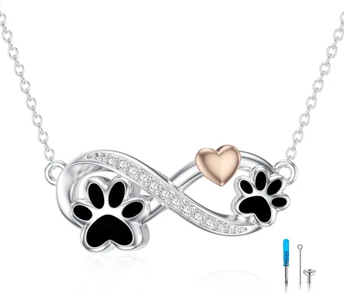 Vista 11 de Collar de urna de plata de ley para cenizas, recuerdo conmemorativo para perros, gatos y mascotas