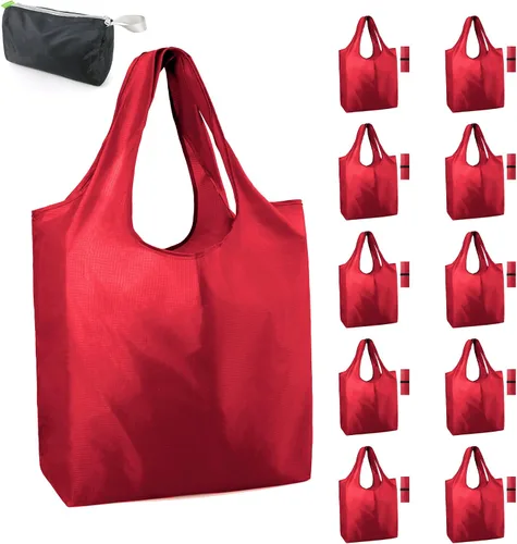 Vista 61 de BeeGreen Bolsas de comestibles reutilizables de Navidad con bolsa de almacenamiento con cremallera, paquete de 10 bolsas de compras reutilizables a