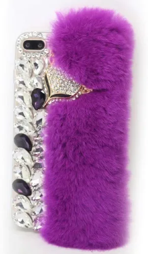Vista 12 de Funda para Moto G Pure, funda 3D hecha a mano de lujo con cabeza de zorro esponjosa, piel de conejo con purpurina de diamante para Motorola Moto G