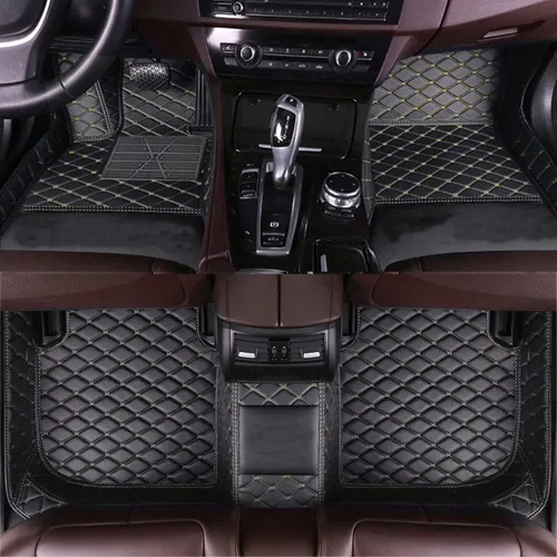 Vista 3 de Tapetes de cuero negro y rosa personalizados para automóvil, SUV, camión y vehículo deportivo, protección para todo tipo de clima, se adapta a