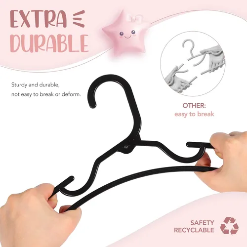Vista 5 de HOUSE DAY Perchas de plástico para bebé, paquete de 20, perchas de plástico duradero para ropa de bebé, perchas delgadas y compactas para niños