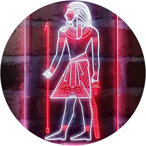 Vista 17 de ADVPRO Pirámides egipcias Antiguo Egipto Menes Faraón Hombre Dual Color LED Neon Sign Azul y Rojo 8 x 12 pulgadas st6s23-i4050-br